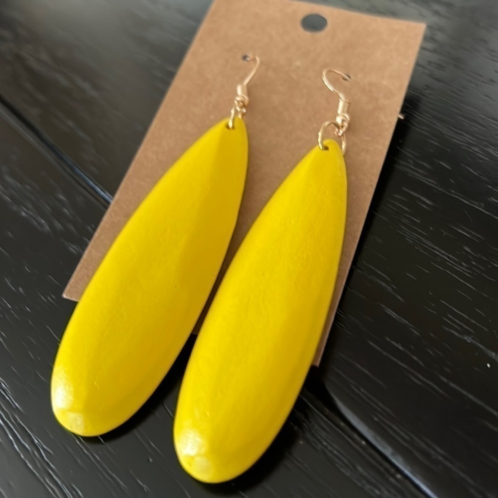 YELLOW boho style wood earrings-NWT